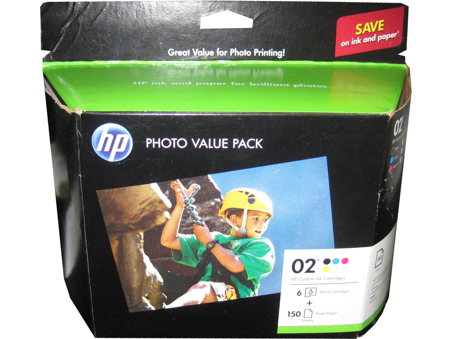 HP Q7964AN (02) Photo Value Pack BCMYLCLM + 150 Sheets of 4x6 Glossy Photo Paper