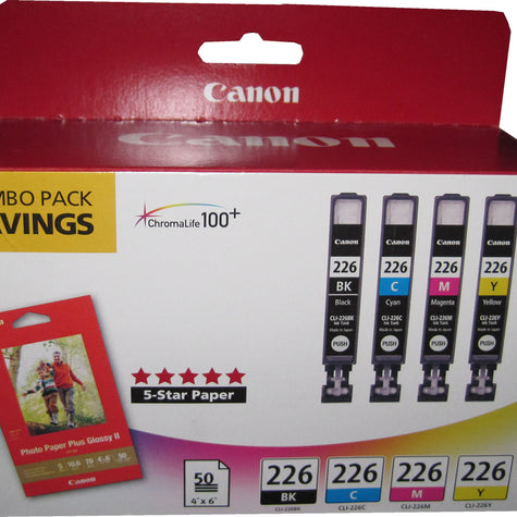 CANON CLI-226 (4546B007AA) Black + Colors Multi-pack (KCMY) + Paper