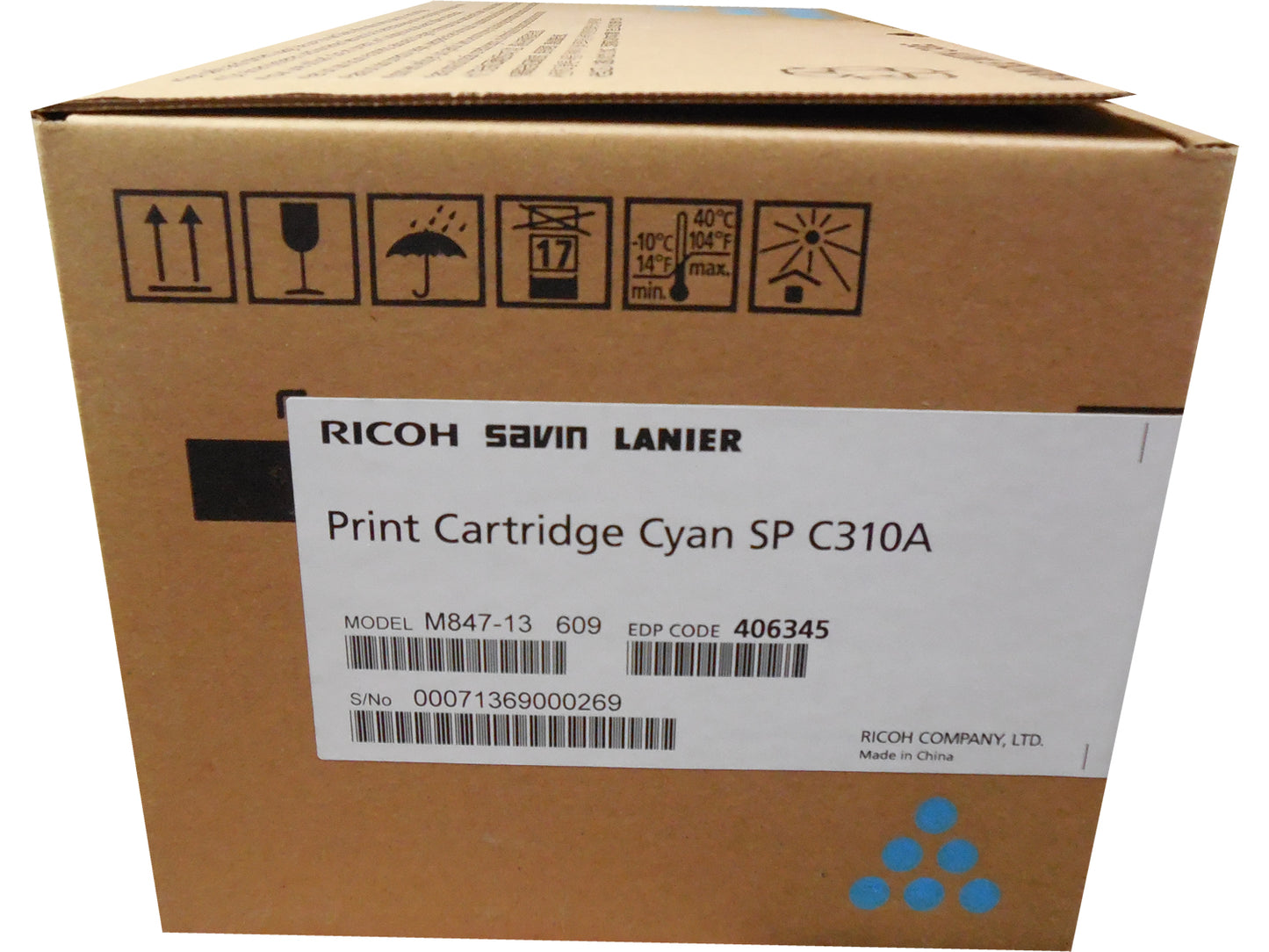 RICOH 406345 Cyan Toner 2.5k