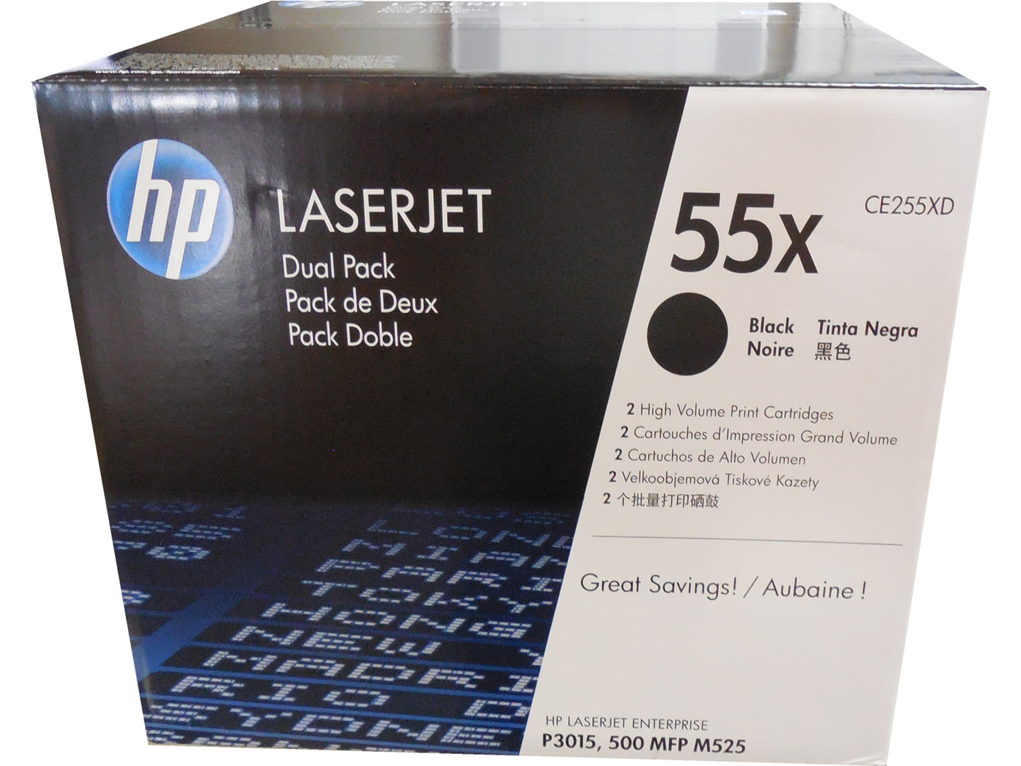 HP CE255XD (55X) Black High Yield Toner 2-Pack 12.5k ea.