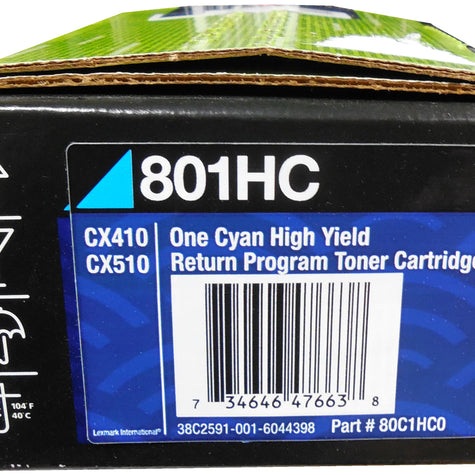 LEXMARK 80C1HC0 Cyan High Yield Toner 3k