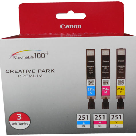 CANON CLI251XL3PK (6449B009) Tri-Color Combo Pack Ink Cartridges