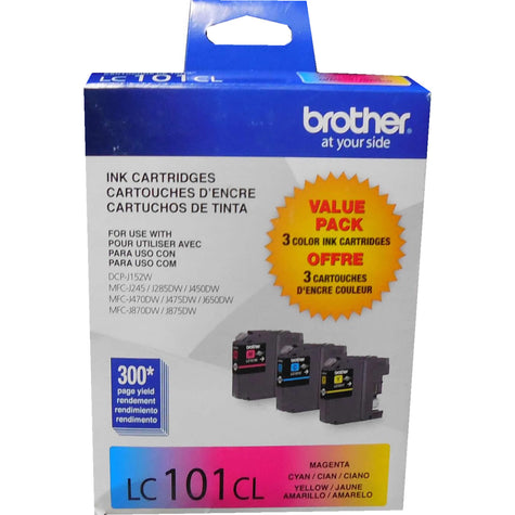 BROTHER LC-101CL Color Ink Cartridges 3 Pack