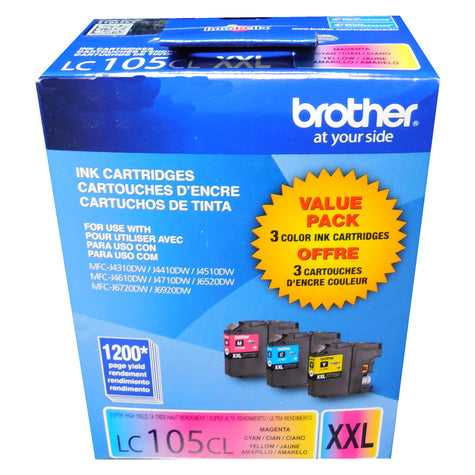 BROTHER LC-105CL XXL Color Ink Cartridges 3 Pack