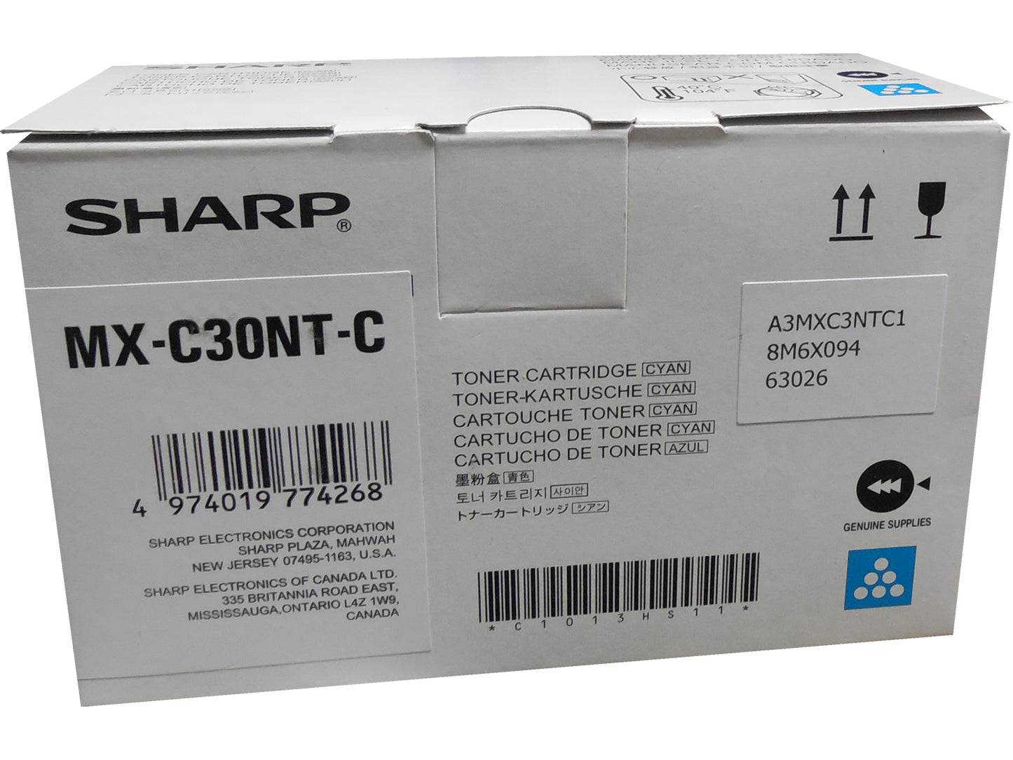 SHARP MX-C30NT-C Cyan Toner Cartridge