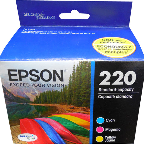 EPSON T220520 (220) Cyan/Magenta/Yellow Ink Cartridges