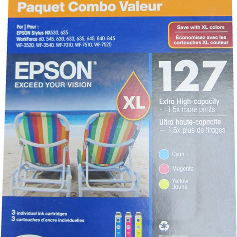 EPSON T127520-SVH (127) Multi-Pack Extra High Yield Ink 3-Color CMY