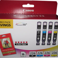 CANON CLI-226 (4546B007AA) Black + Colors Multi-pack (KCMY) + Paper