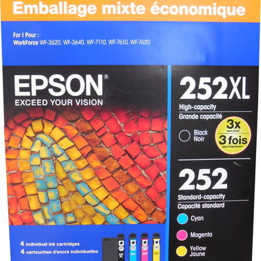 EPSON T252XL-BCS-SV (252XL/252) High-Yield Black And Standard-Yield Cyan/Magenta/Yellow Ink Cartridges