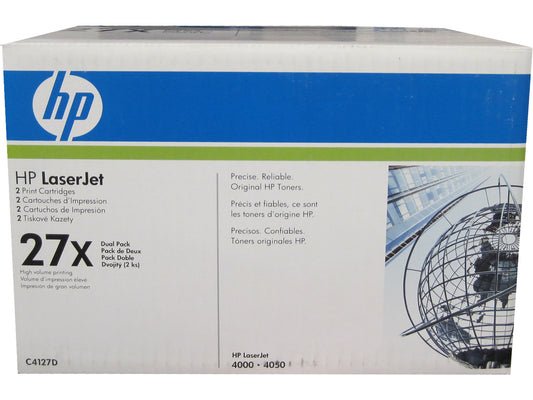 HP C4127D (27X Twin Pack) 2 Black Toner Cartridges