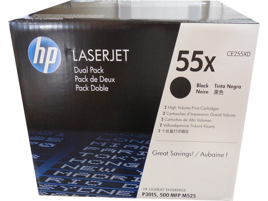 HP CE255XD (55X) Black High Yield Toner 2-Pack 12.5k  ea.