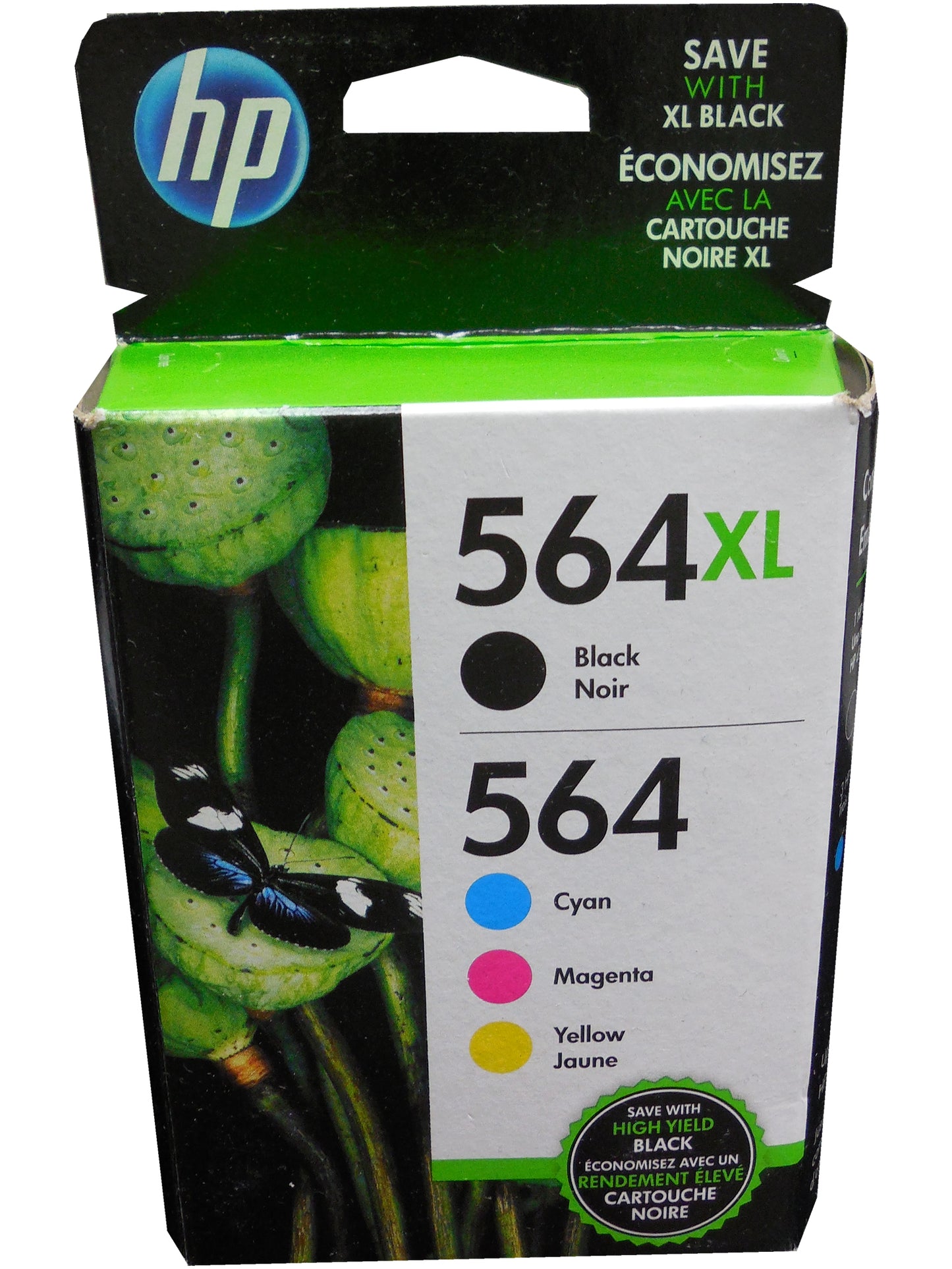 HP D8J67FN (564XL/564) High Yield Black,Standard CMY Color Ink Media Value Kit 4 Pack