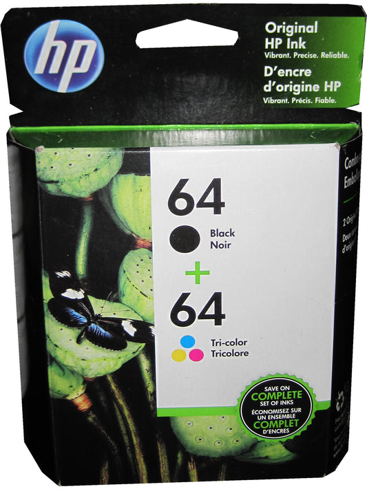 HP X4D92AN (64) Black and Tri-Color Ink Cartridge