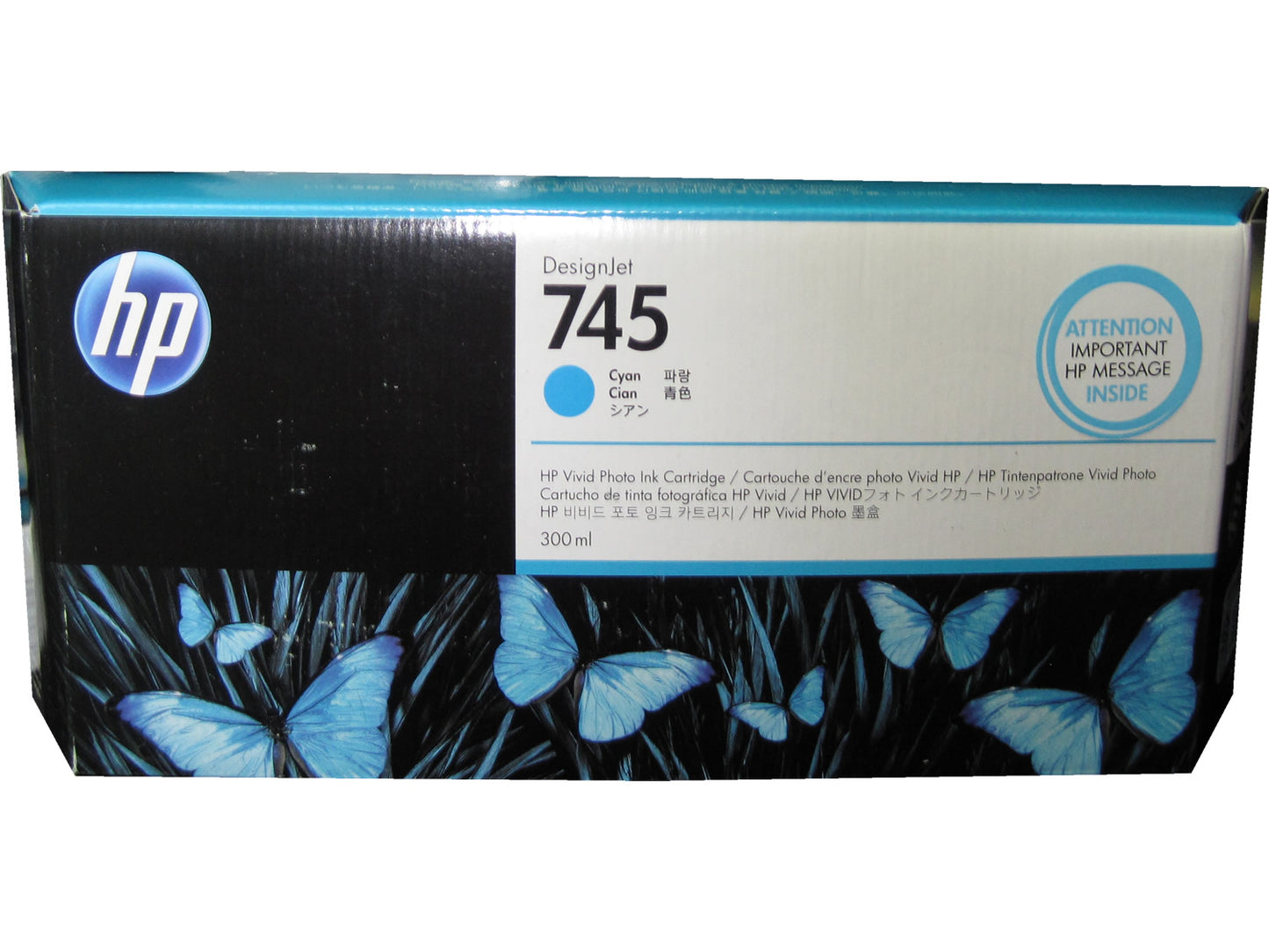 HP F9K03A (745) Cyan Ink Cartridge 300ml