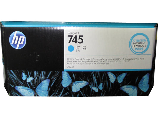 HP F9K03A (745) Cyan Ink Cartridge 300ml