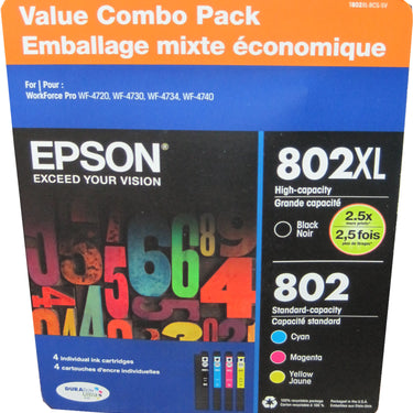 EPSON T802XLBCS (T802XL/T802) High Yield Black and Standard Tri-Pack