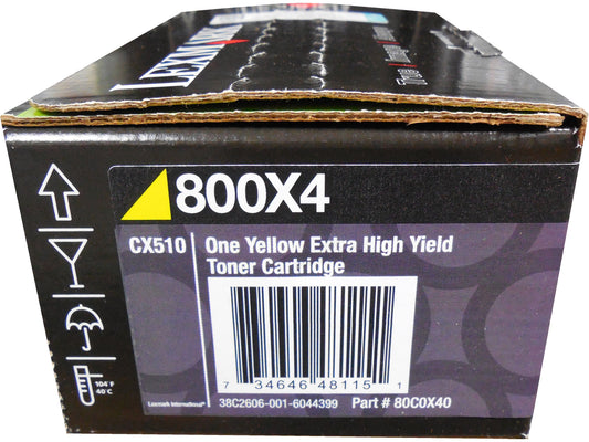 LEXMARK 80C0X40 (800X4) Extra High Yield Yellow Toner Cartridge