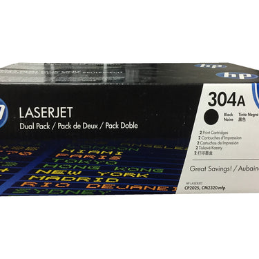 HP CC530AD (304A) Black Toner Cartridges Dual Pack