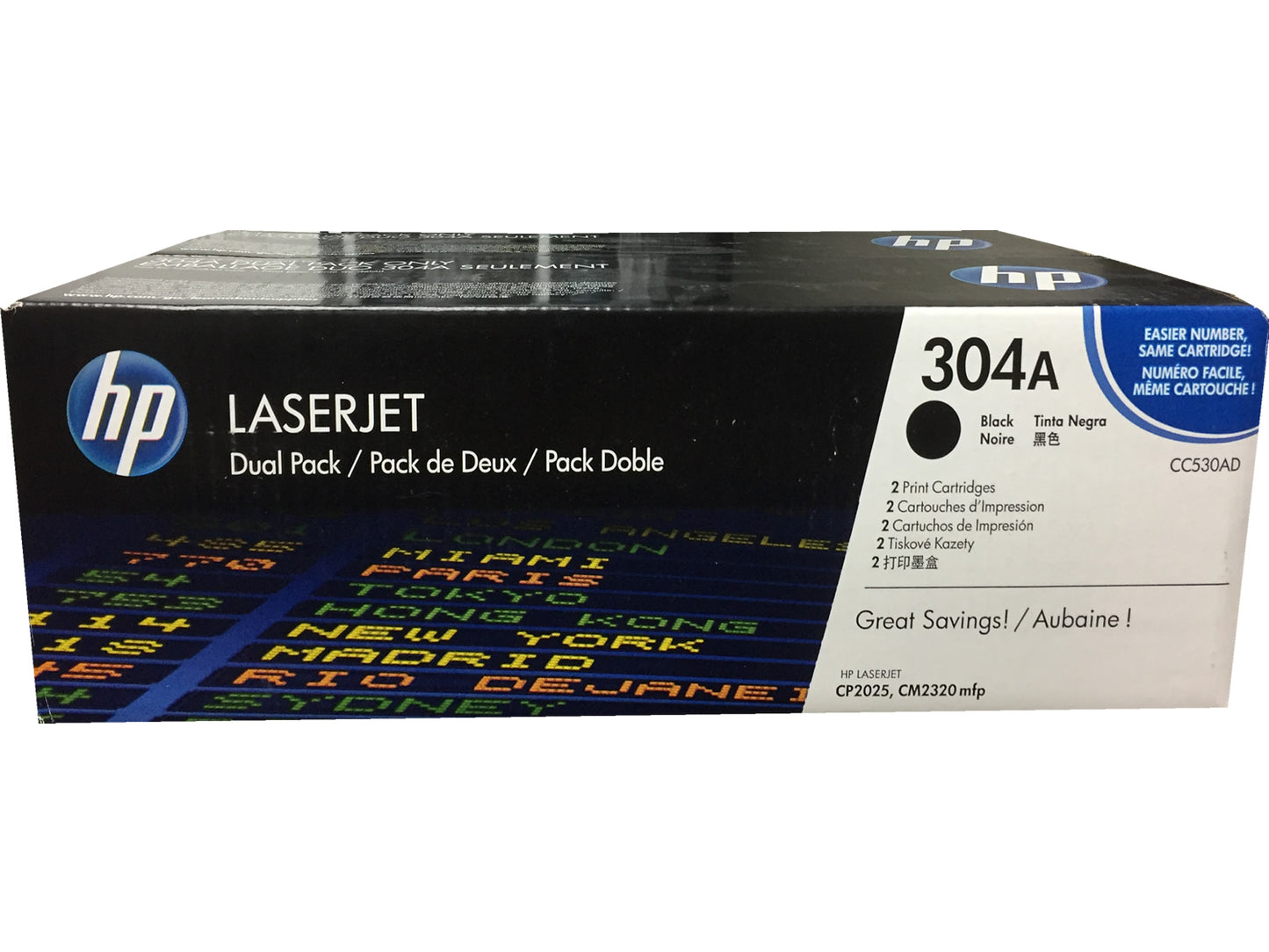 HP CC530AD (304A) Black Toner Cartridges Dual Pack