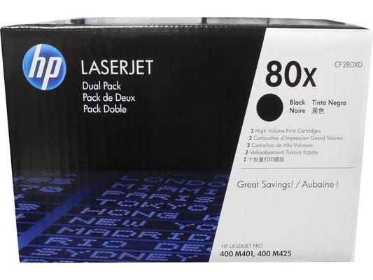 HP CF280XD (80X) Black High Yield Toner Dual Pack 6.9k ea