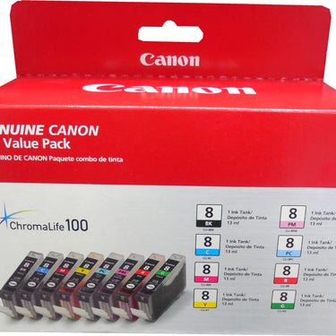 CANON CLI-8 (0620B015) (8 Pack) KCMY Photo Cyan, Photo Magenta, Red, Green