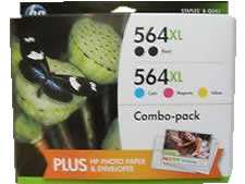 HP F6V09FN (564XL) High Yield Black and CMY Color Ink CVP Value Combo 5/Pack