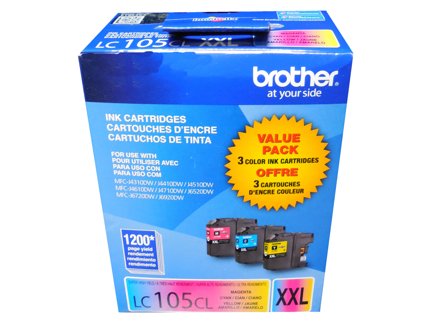 BROTHER LC-105CL XXL Color Ink Cartridges 3 Pack