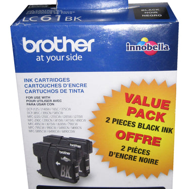 BROTHER LC-61BK Black Ink 2-Pack 450p ea.
