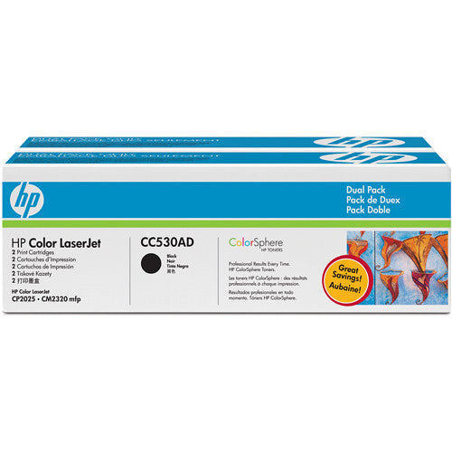 HP CC530AD (304A) Black Toner Cartridges Dual Pack